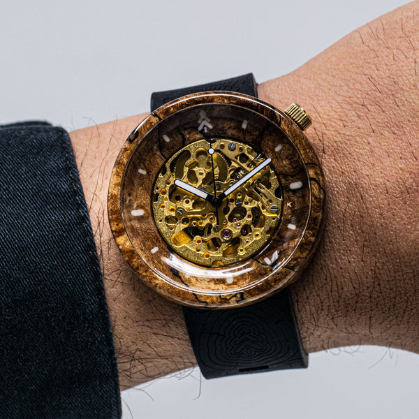 Wooden Automatic Watch with Gold movement - Maker Watch Company