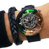 Green and Black Carbon Fiber Watch