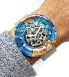 Blue and Brown Mechanical Watch