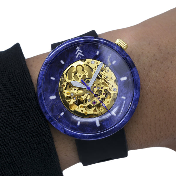 Purple Wooden Watch - Box Elder Maple Burl
