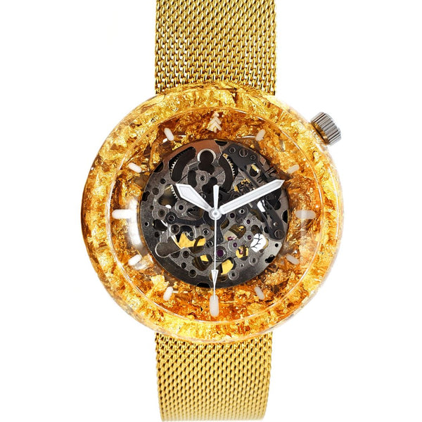 Gold Watch Case with resin and gold flakes - Maker Watch Co.®