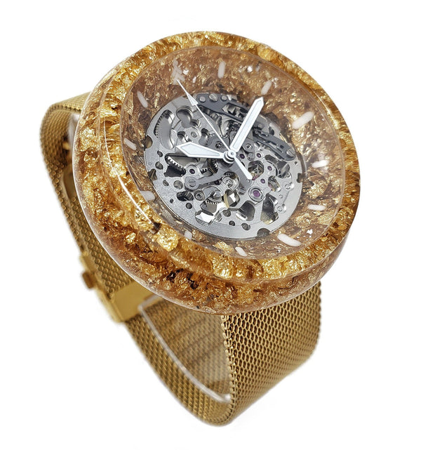 Gold Watch Case - Resin and Gold Flake - Side Profile - Maker Watch Co.®