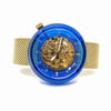 Gold and blue automatic watch