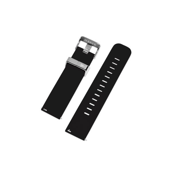 Soft Silicone Rubber Watch Strap with Quick Release - Black