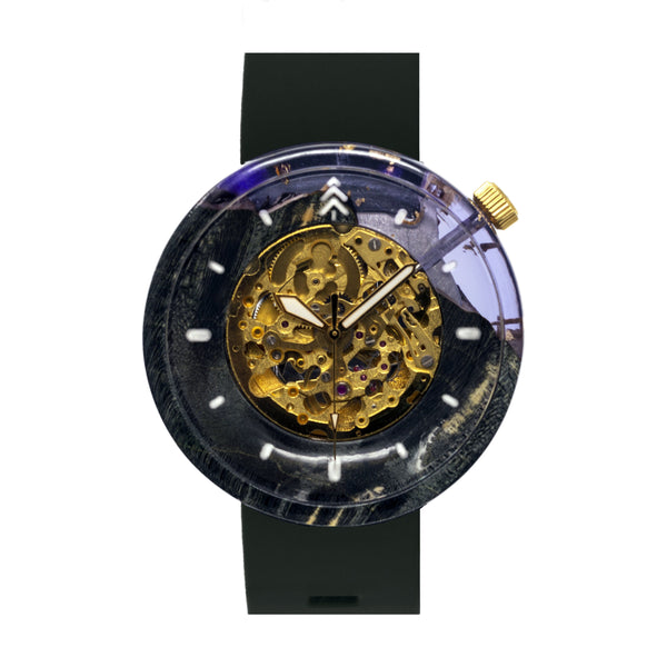 Black and Purple Wood and Resin Epoxy Watch