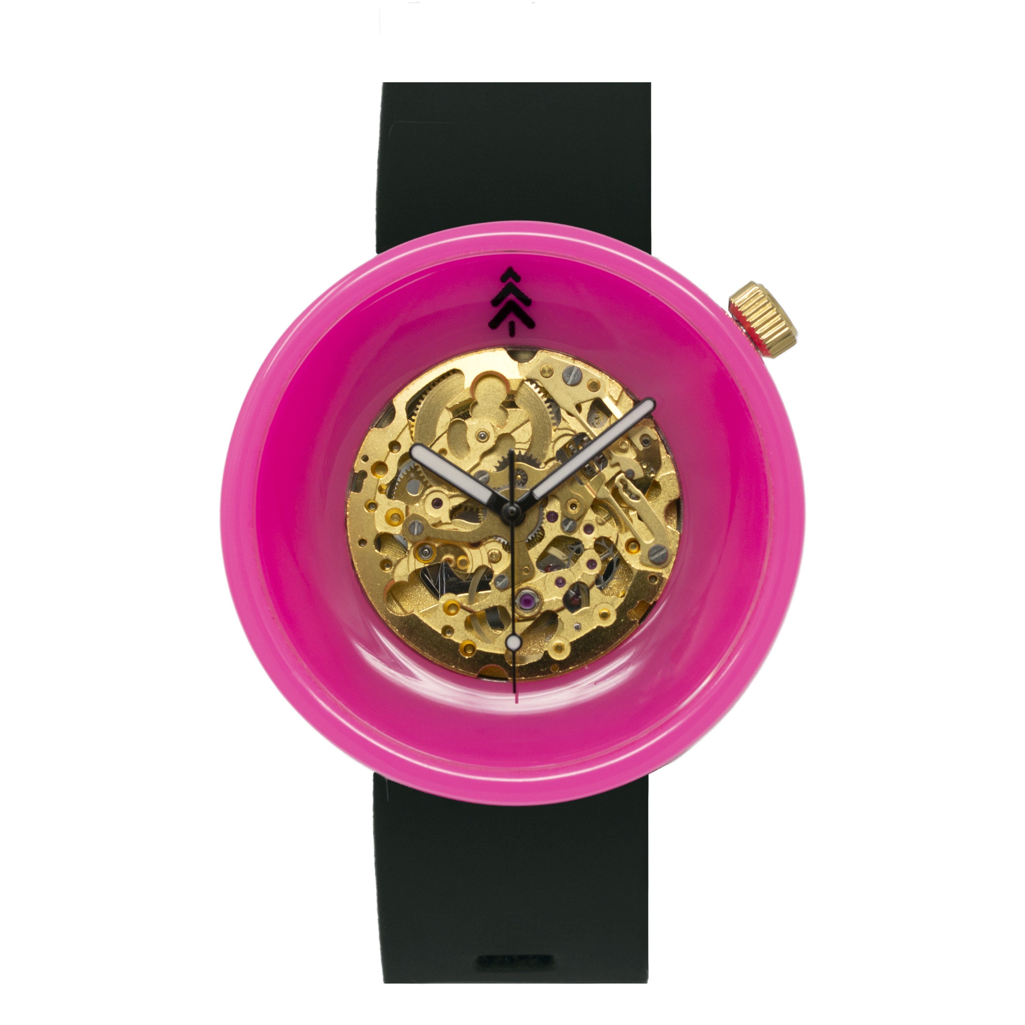 Fluorescent Neon Hot Pink Resin Automatic Watch