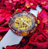Red Rose Petal Watch - White Strap - Maker Watch Co.