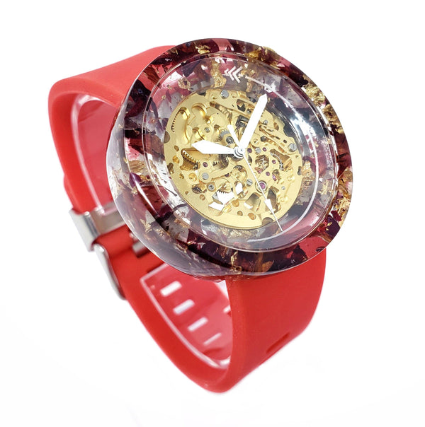 Red Rose Petal Watch - Red Strap - Maker Watch Co.