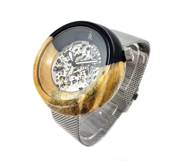 Box Elder Burl Watch - Black Resin - Maker Watch Co.®